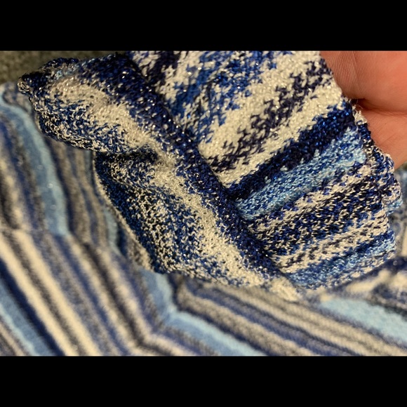 GRAN SASSO Pants STRETCH WIDE LEG STRIPE PANT Sz Small Blue White Silver Gray - Picture 11 of 17